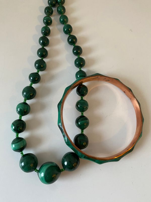 Vintage smykkesett i malakitt 